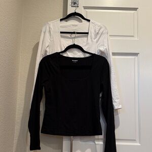 Old Navy Classic Black and White Long Sleeve Tops
